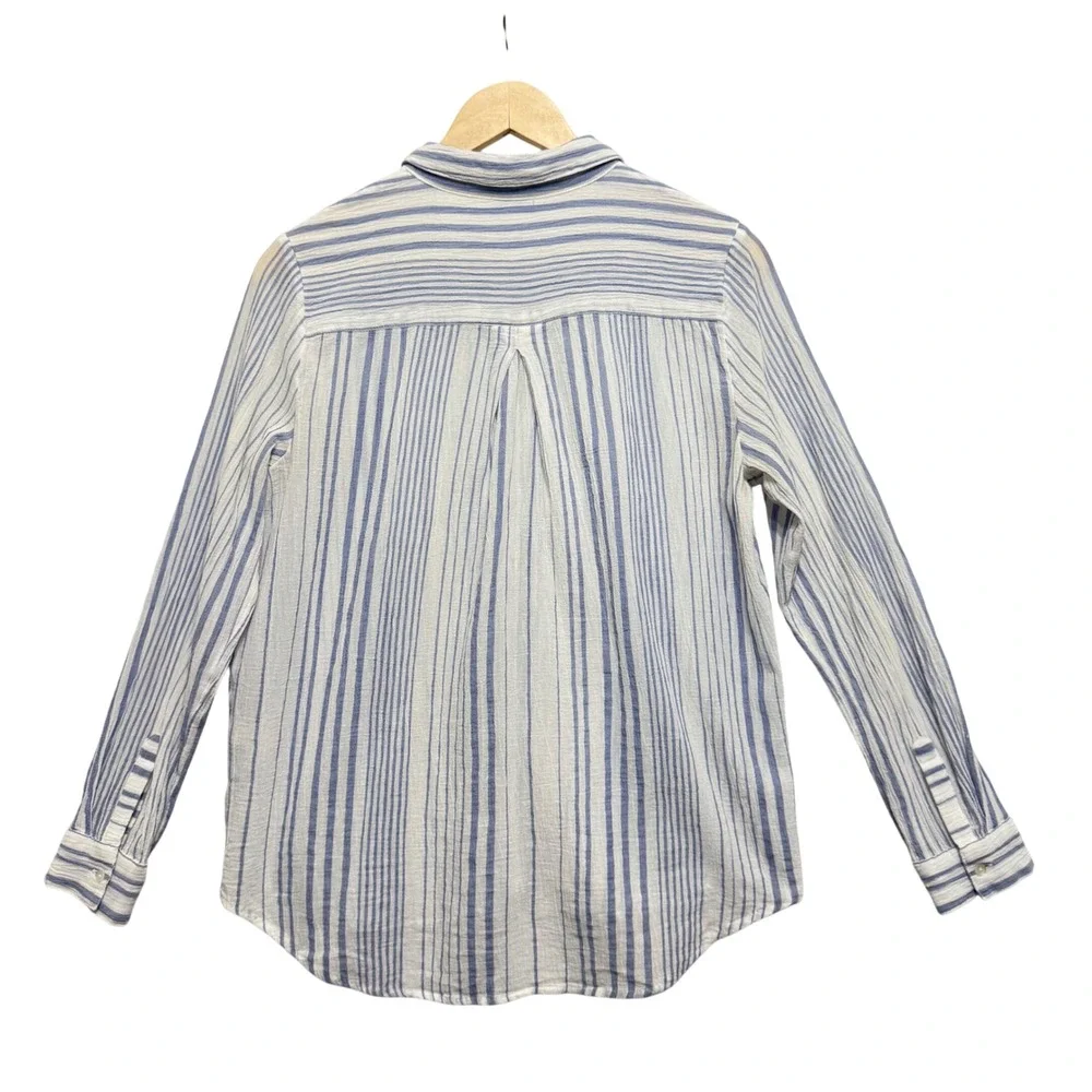 Sundance Striped Button Up Shirt Cotton‎ Blue White Women's Size Medium